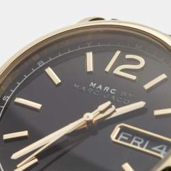 Pre Owned Marc by Marc Jacobs Gold Plated Stainless Steel Leather MBM8651 Unisex Wristwatch 38 mm