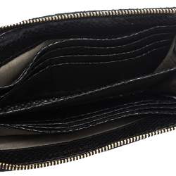 Marc Jacobs Black Python Embossed Leather Double Pocket Zip Wallet