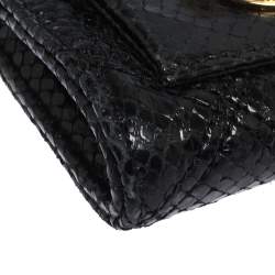 Marc Jacobs Black Python Embossed Leather Double Pocket Zip Wallet