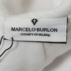 Marcelo Burlon White Printed Cotton Knit Hooded Sweatshirt S