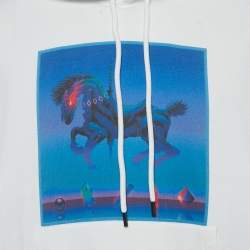 Marcelo Burlon White Printed Cotton Knit Hooded Sweatshirt S