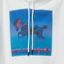Marcelo Burlon White Printed Cotton Knit Hooded Sweatshirt S