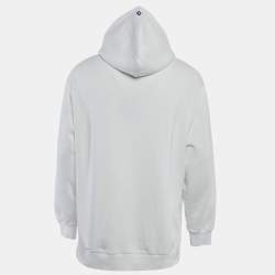Marcelo Burlon White Printed Cotton Knit Hooded Sweatshirt S