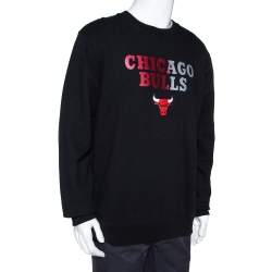 مملوكة مسبقًا Marcelo Burlon X NBA Black Chicago Bulls Print Cotton Sweatshirt L