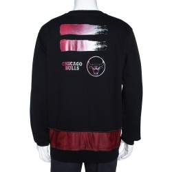 مملوكة مسبقًا Marcelo Burlon X NBA Black Chicago Bulls Print Cotton Sweatshirt L
