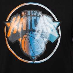 Pre Owned Marcelo Burlon Black Cotton NY Knicks Print Mesh Panel T Shirt S