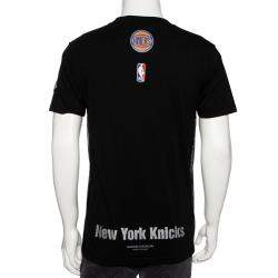Pre Owned Marcelo Burlon Black Cotton NY Knicks Print Mesh Panel T Shirt S