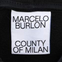 مملوكة مسبقًا Marcelo Burlon Black Wings Printed Cotton Knit Hoodie S