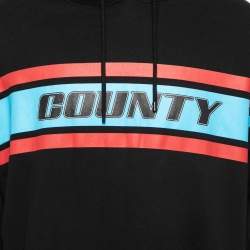 Marcelo Burlon Black County Stripe Print Cotton Hoodie M