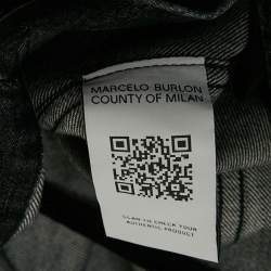 Marcelo Burlon Black Denim Wings Print Button Front Jacket L
