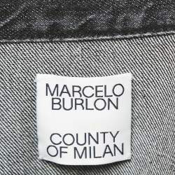 Marcelo Burlon Black Denim Wings Print Button Front Jacket L
