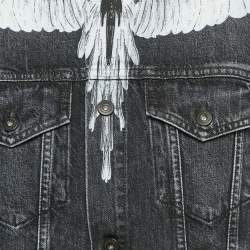 Marcelo Burlon Black Denim Wings Print Button Front Jacket L