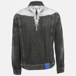 Marcelo Burlon Black Denim Wings Print Button Front Jacket L