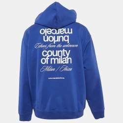 Marcelo Burlon Blue Printed Cotton Hoodie L