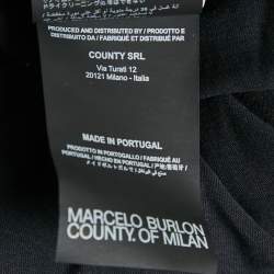 Pre Owned تي شيرت مارسيلو بورلون قطن أخضر عسكري مطبوع برقبة مستديرة مقاس صغير (سمول)