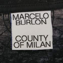 Pre Owned تي شيرت مارسيلو بورلون قطن أخضر عسكري مطبوع برقبة مستديرة مقاس صغير (سمول)