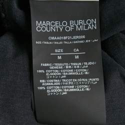 Pre Owned تي شيرت مارسيلو بورلون قطن أخضر عسكري مطبوع برقبة مستديرة مقاس صغير (سمول)