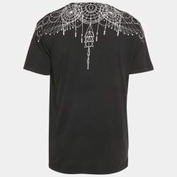 Pre Owned تي شيرت مارسيلو بورلون قطن أخضر عسكري مطبوع برقبة مستديرة مقاس صغير (سمول)