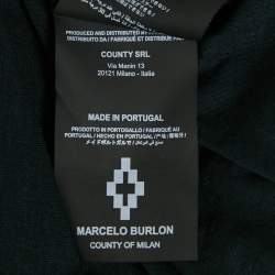 Pre Owned تي شيرت مارسيلو بورلون x محمد على قطن مطبوع أسود برقبة مستديرة مقاس كبير جدًا - إكس لارج