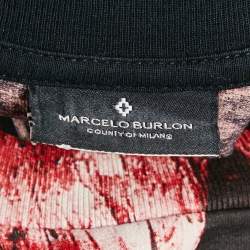 Pre Owned تي شيرت ما�رسيلو بورلون x محمد على قطن مطبوع أسود برقبة مستديرة مقاس كبير جدًا - إكس لارج