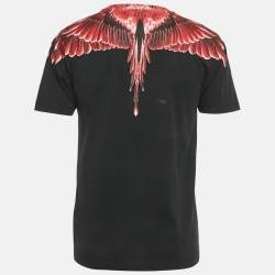 Pre Owned تي شيرت مارسيلو بورلون x محمد على قطن مطبوع أسود برقبة مستديرة مقاس كبير جدًا - إكس لارج