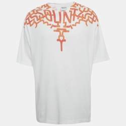 Pre Owned Marcelo Burlon White Graffiti Wings Print Cotton T-Shirt L