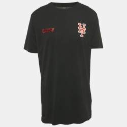Pre Owned Marcelo Burlon County of Milan x MLB New York Mets Edition Black Cotton T-Shirt M