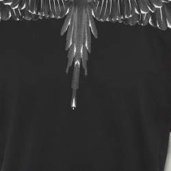 Pre Owned تّي شيرت مارسيلو بورلون كاونتي أوف ميلان ٳيكون وينجز قطن طباعة حول الرقبة أسود مقاس وسط (ميديم)