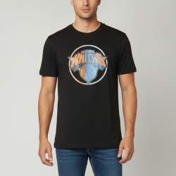 Pre Owned Marcelo Burlon x NBA Black NY Knicks Graphic Jersey Mesh Trim T-Shirt L