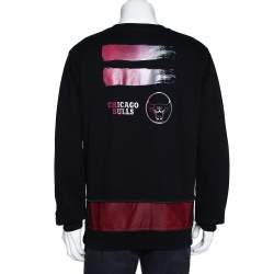 مملوكة مسبقًا Marcelo Burlon X NBA Black Chicago Bulls Print Cotton Sweatshirt M