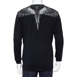 مملوكة مسبقًا Marcelo Burlon Black Wings Printed Cotton Long Sleeve T-Shirt S