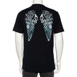 Marcelo Burlon Black Cotton Back Wings Printed Crew Neck T-Shirt M