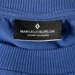 Marcelo Burlon Blue Cotton Printed Crew Neck T-Shirt S