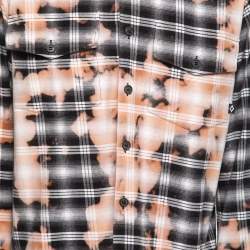 Marcelo Burlon Black Bleached Checked Cotton Flannel Shirt XL 