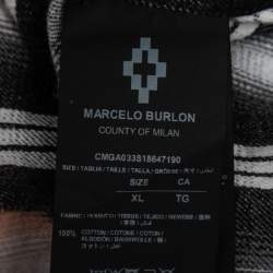 Marcelo Burlon Black Bleached Checked Cotton Flannel Shirt XL 