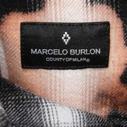 Marcelo Burlon Black Bleached Checked Cotton Flannel Shirt XL 