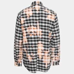 Marcelo Burlon Black Bleached Checked Cotton Flannel Shirt XL 