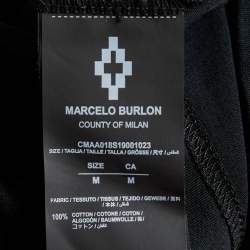 Marcelo Burlon Black Glitch Wings Printed Cotton Knit T-Shirt M