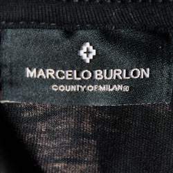 Marcelo Burlon Black Glitch Wings Printed Cotton Knit T-Shirt M