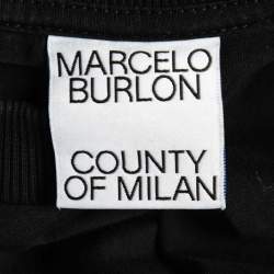 Marcelo Burlon Black Printed Cotton Short Sleeve Oversized T-Shirt M