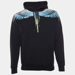 Marcelo Burlon Black Wings Printed Cotton Knit Oversized Hoodie S