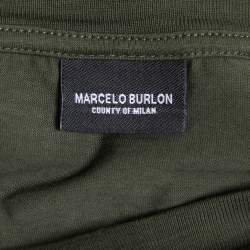 Marcelo Burlon Military Green Coquimbo Print Cotton Crew Neck T-Shirt S