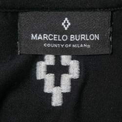 Pre Owned تي شيرت ماسيلو بورلون قطن أسود مطبوع بنصف أكمام مقاس متوسط - ميديوم