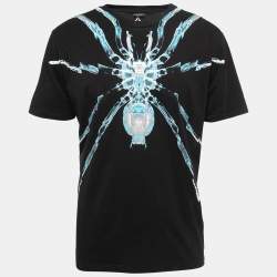 Pre Owned تي شيرت ماسيلو بورلون قطن أسود مطبوع بنصف أكمام مقاس متوسط - ميديوم