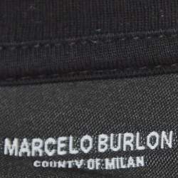 Pre Owned Marcelo Burlon Black Wolf Print Cotton Mahuida Crew Neck T-Shirt L