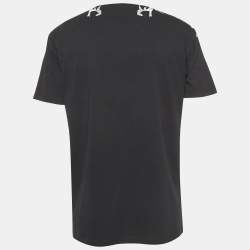 Pre Owned Marcelo Burlon Black Wolf Print Cotton Mahuida Crew Neck T-Shirt L