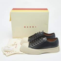 Pre Owned Marni Black Leather Pablo Platform Sneakers Size 46