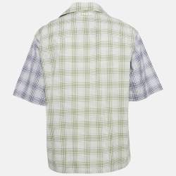 مملوكة مسبقًا Marni Blue Plaid Cotton Short Sleeve Shirt M