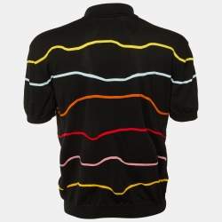 مملوكة مسبقًا Marni Black Wave Cotton Knit Polo T-Shirt M