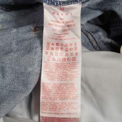 Pre Owned Marni Blue Logo Print Denim Drawstring Shorts M